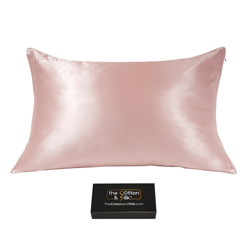 Luxurious 22 Momme Mulberry Silk Pillowcase, Cold Pink, Queen (20“ x 30“) 0.5 lb
