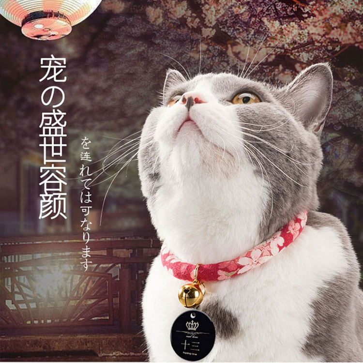 嬉皮狗招财猫和风可爱猫咪铃铛项圈 LSize