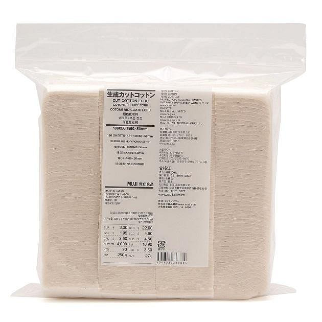 MUJI Facial Cotton Unbleached 60x50 mm 180pcs 1 each