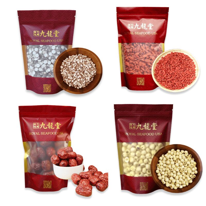 Lotus Seed, Goji Fruit,Red Date,Goji Berry Bundle 4 pack