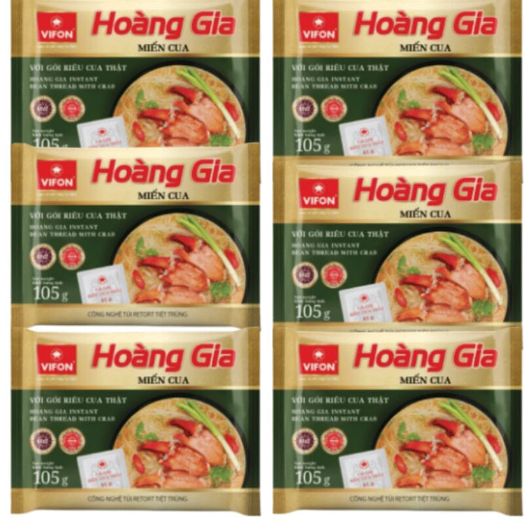 [ VIFON ]Miến Cua Hoàng Gia 105gr/gói x 6 gói - Thơm ngon, Đậm vị Cua 6 gói