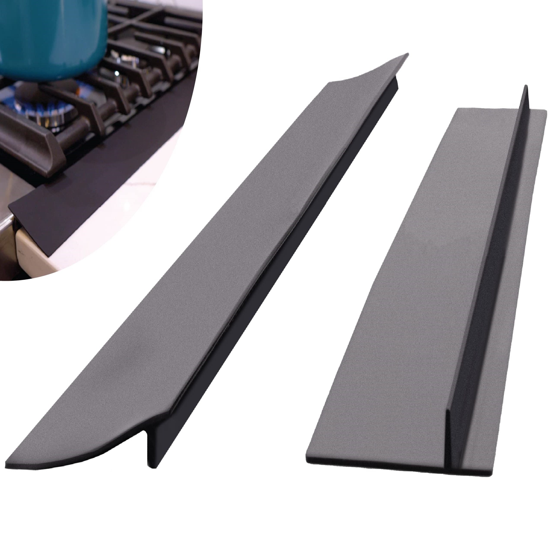 2 Pack Stove Gap Covers, Silicone Stove Gap Filler or Oven Gap Filler,Black 1 each