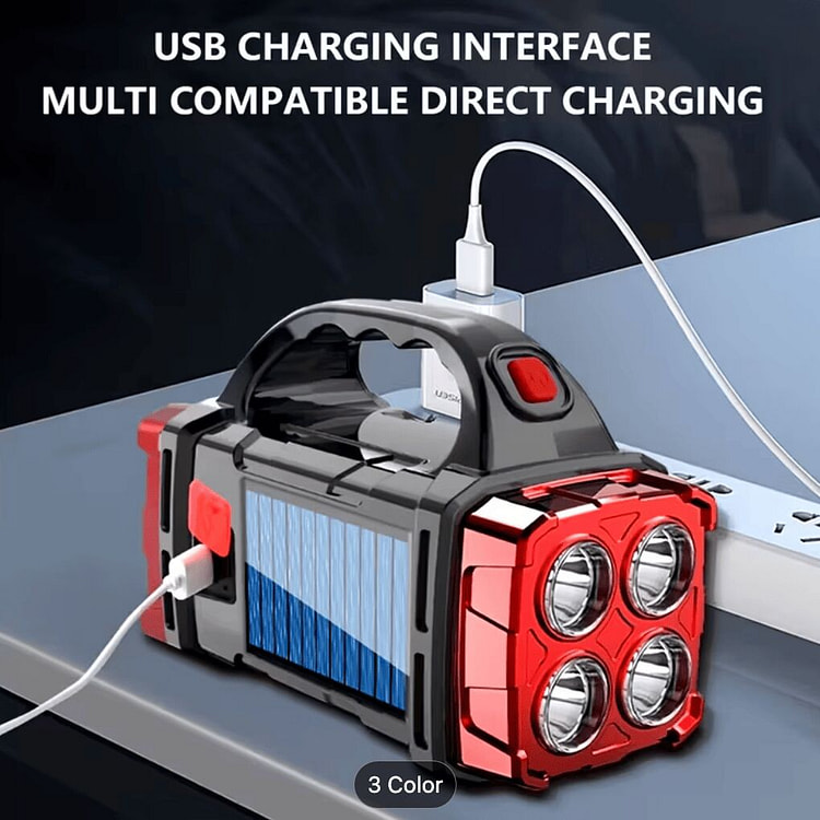Solar & USB Rechargeable LED Lantern Flashlight, 1 box
