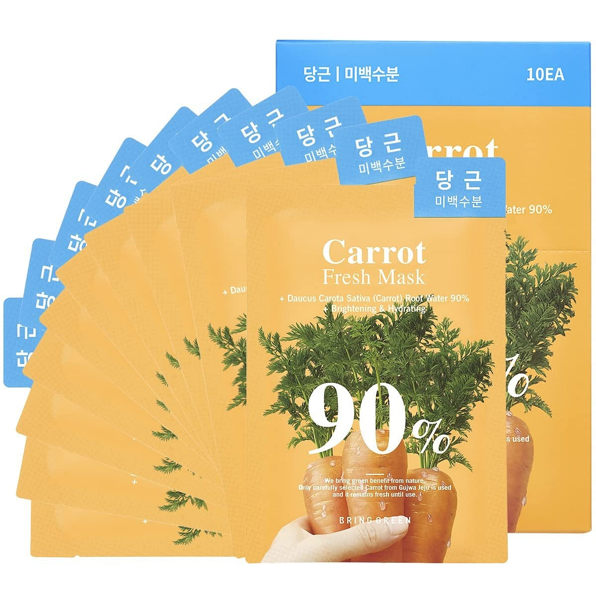 BRING GREEN CARROT 90% Fresh Mask (10 Count) 1 box