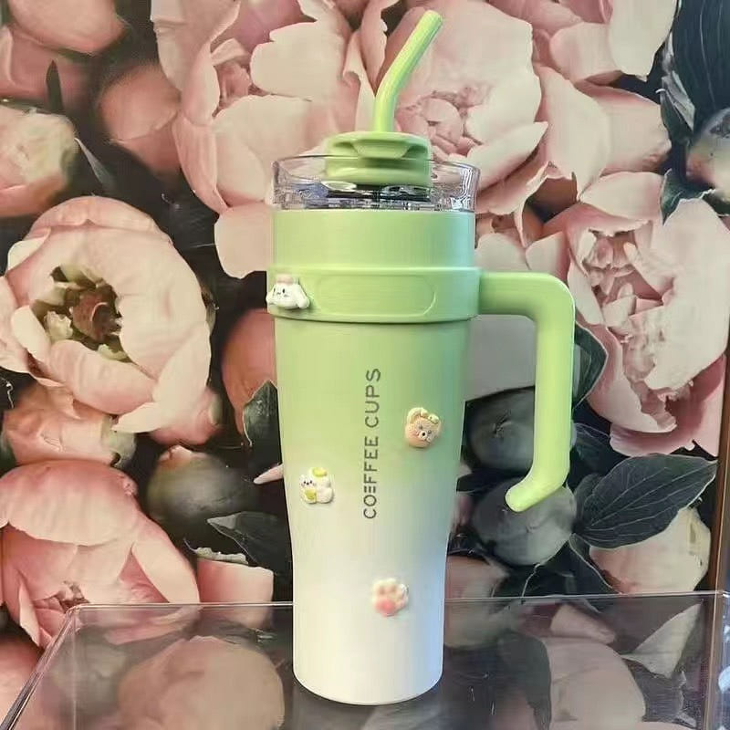 Gradient green 1.25L large-capacity insulation cup jumbo keep cold and ice stain 1 each