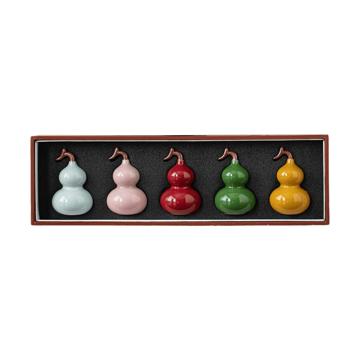 Ceramic Seven-color Gourd Ornament 5 pieces 1 box