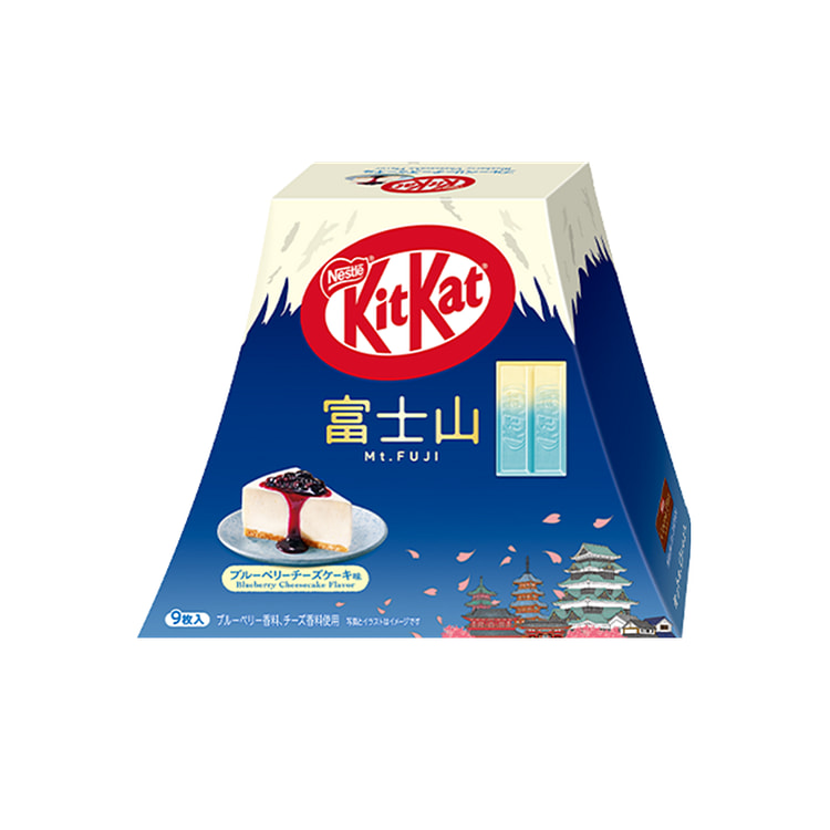 日本NESTLE  KIT KAT 日本本土限定 富士山限定  蓝莓芝士蛋糕口味 白巧克力威化 9枚装
