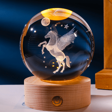 3D Solar System crystal Ball Multicolor Nightlight 8cm Decolamp Romantic Horse 1 count