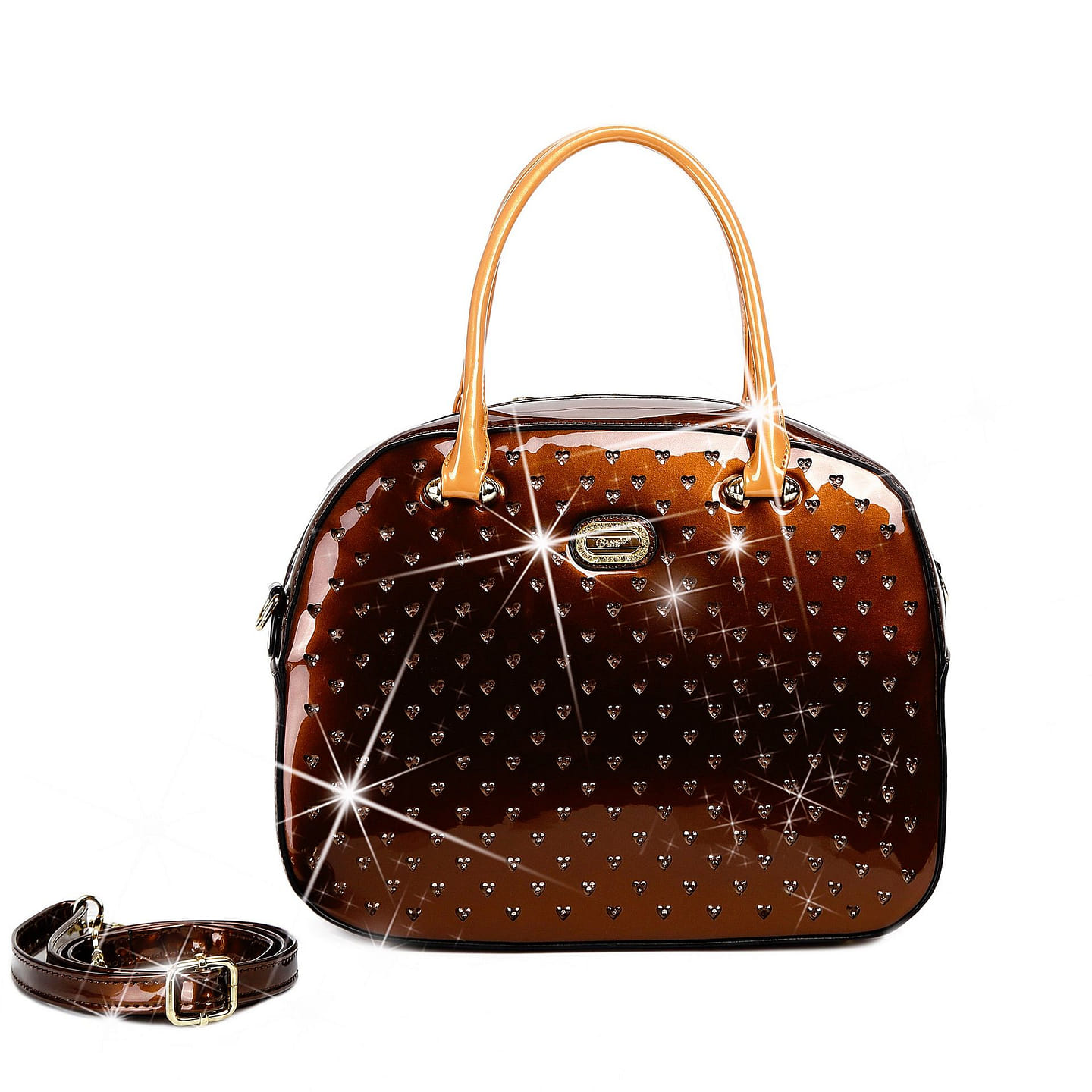 Starz Art Vegan Leather Retro Crystal Overnight Bag Bronze [RZO8329-BZ] 1 each