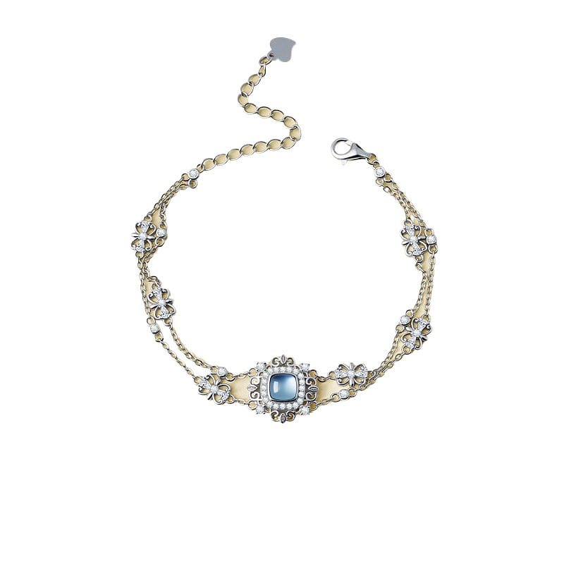 Silver Bracelet Sea Blue Treasure Jewelry 14*13mm 1 box