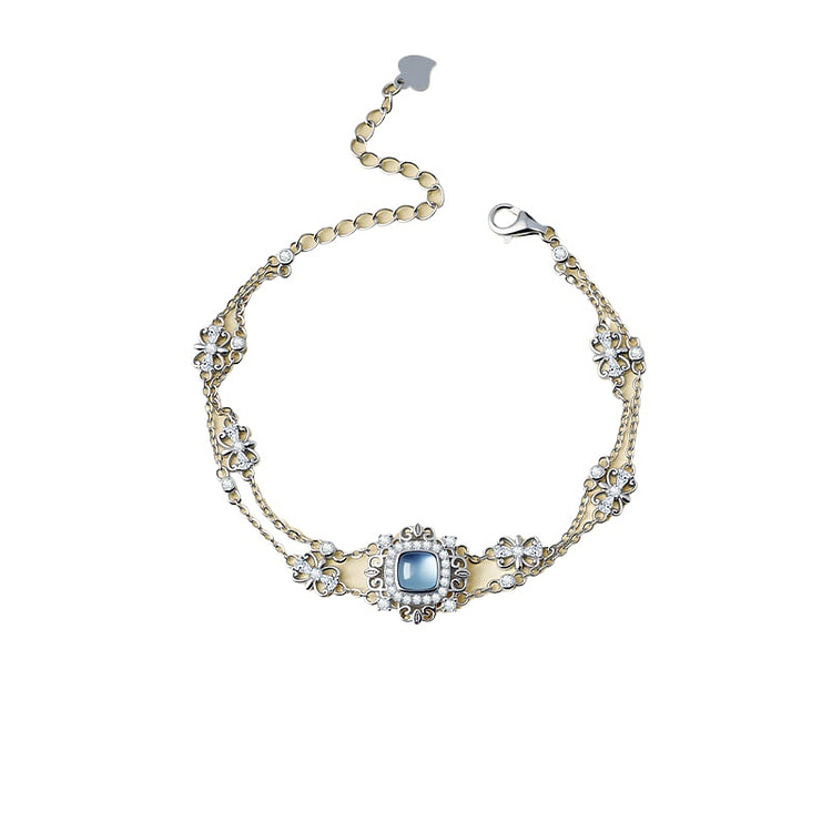 宫里上新 银手链天然海蓝宝手饰 澜镜14*13mm 1 盒