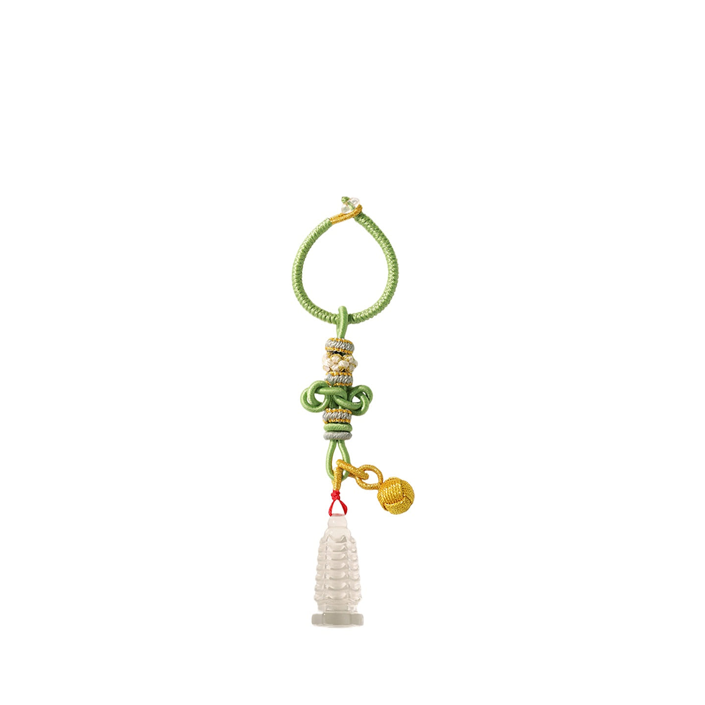 Wenchang Tower White Crystal Pendant Green 45*10mm 1 box