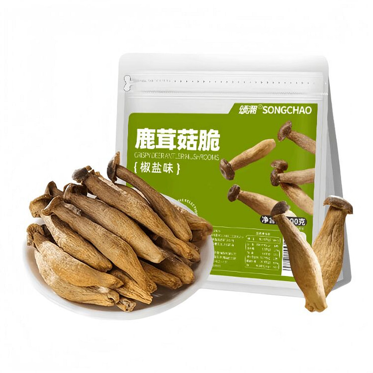 颂潮 椒盐鹿茸菇脆果蔬脆蘑菇干香菇脆100g*1袋 100 克