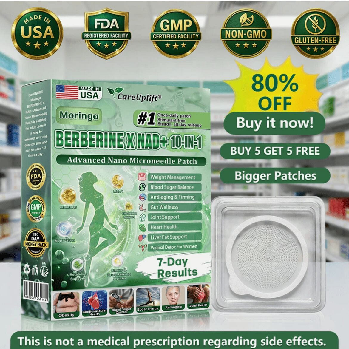 CareUplift Berberine Moringa Metabolic Patch | Nan 1 case