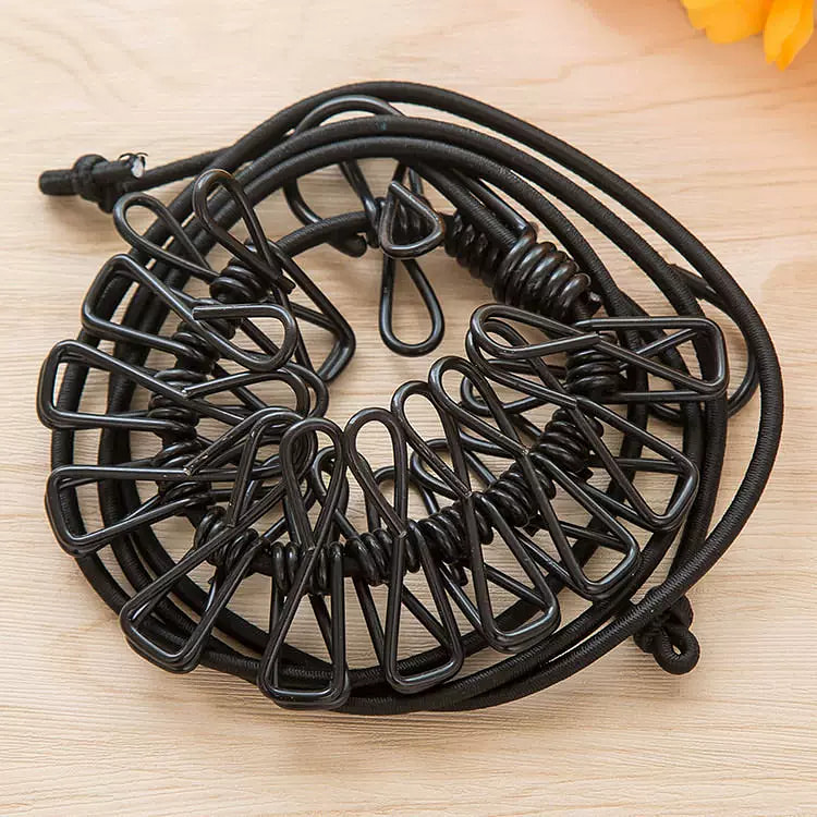 旅行便携晾衣绳1.8米+12夹子【黑色】*1 170 克