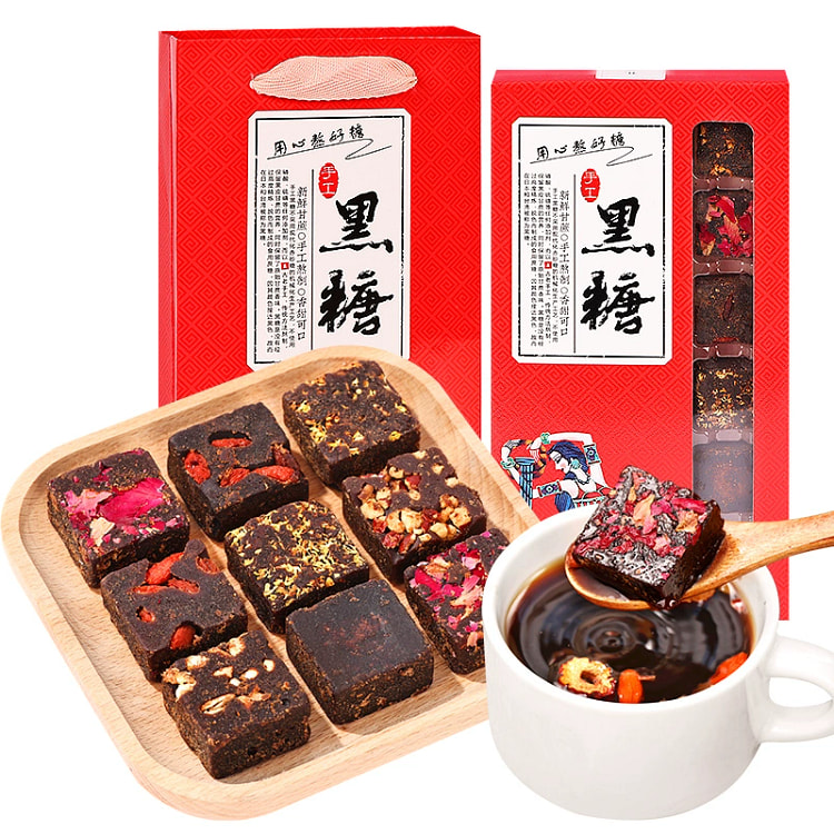 云南红糖姜茶大姨妈手工黑糖老姜红枣枸杞姜茶伴手礼6味18颗礼盒装   320g*1盒