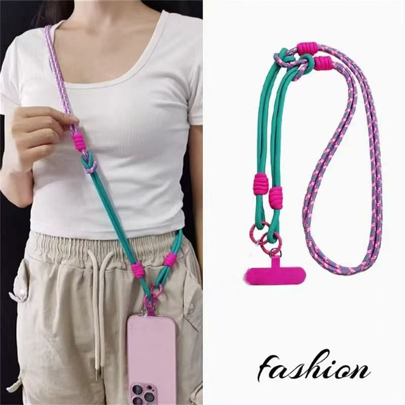 Outdoor travel phone crossbody woven strap pink 1 count