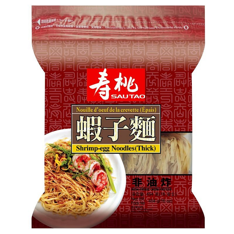 寿桃牌 袋装 虾子面 粗条