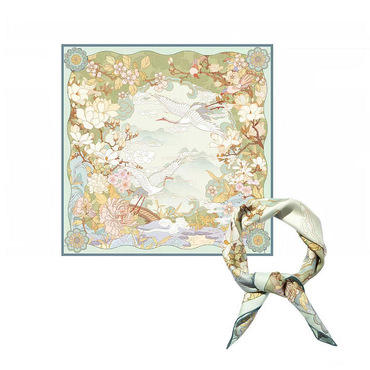 Yutang Wealthy Silk Scarf - Green Version 1 each