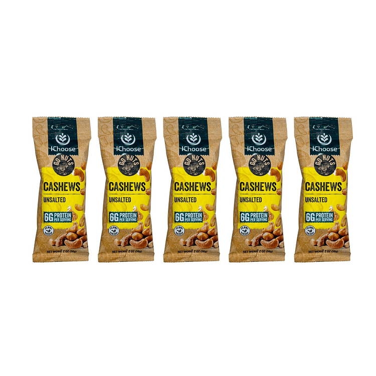 Go Nuts, Unsalted, Cashews,56g, 5 Pack 5 pack