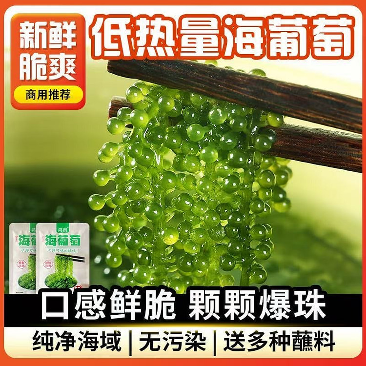 海葡萄海藻寿司绿色鱼子酱