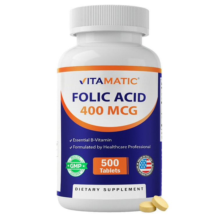 Folic Acid 400mcg - 500 Vegetarian Tablets