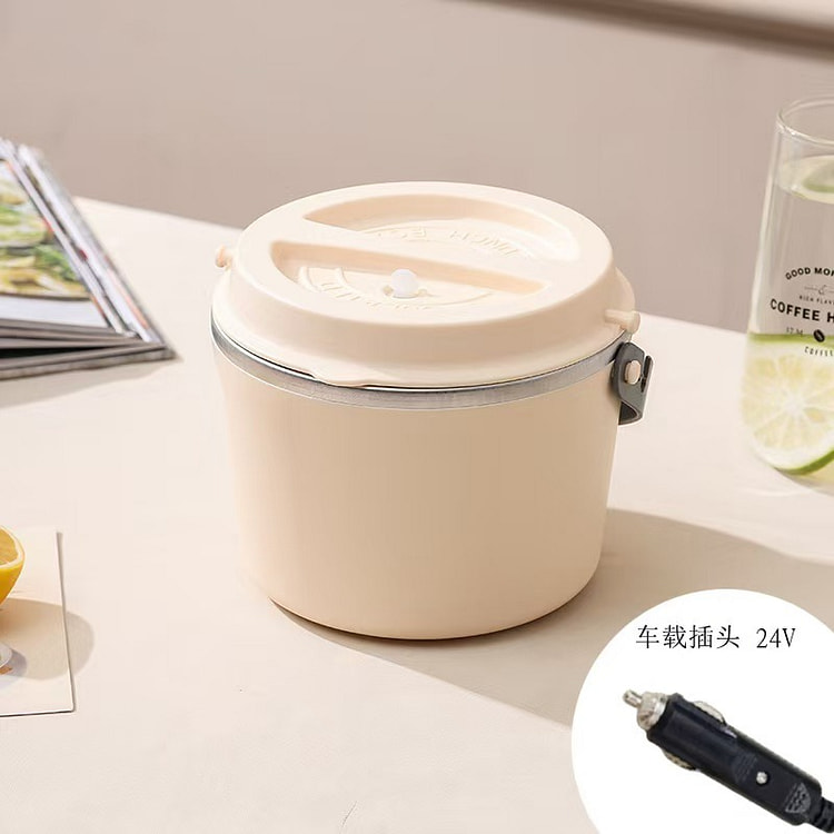 车载电饭盒24v免注水保温饭盒上班带饭便携户外杏黄