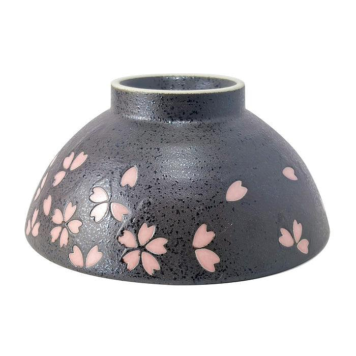 DAISO 美浓烧 茶碗 樱花 黑色