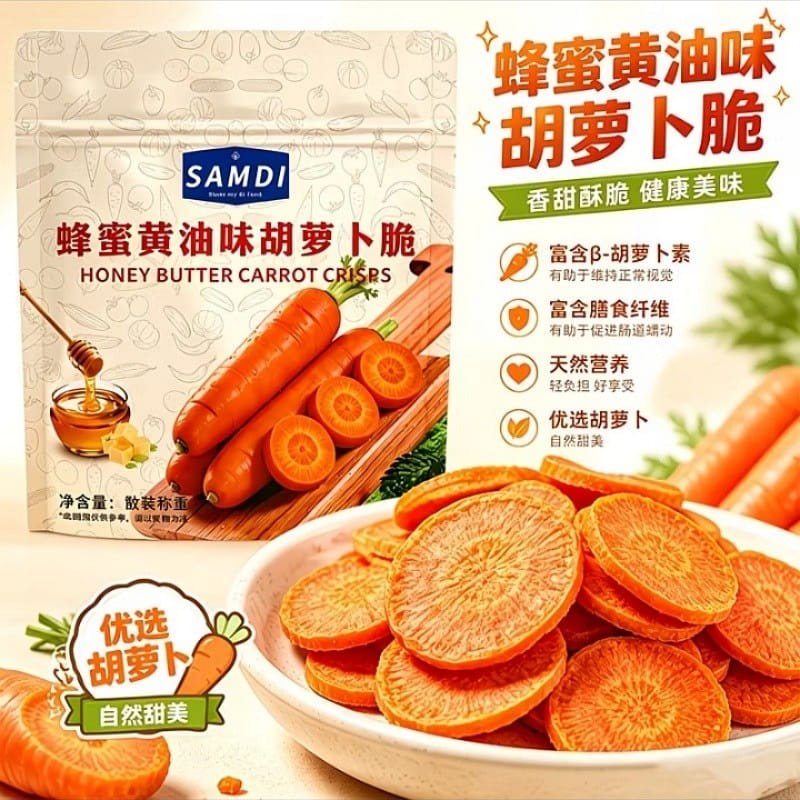 Honey Butter Flavored Carrot Crisps 25g*2 Packs 50 g