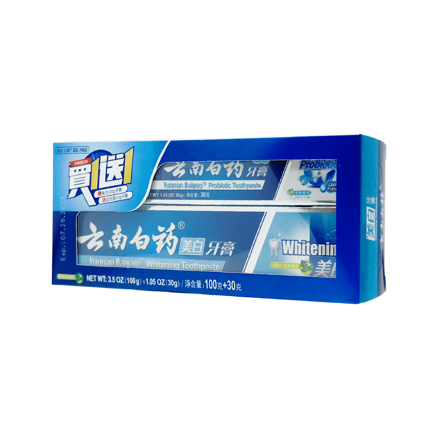 Yunnan Baiyao Whitening Toothpaste, 100g (bonus pack with Free Probiotic Toothpa 1 個