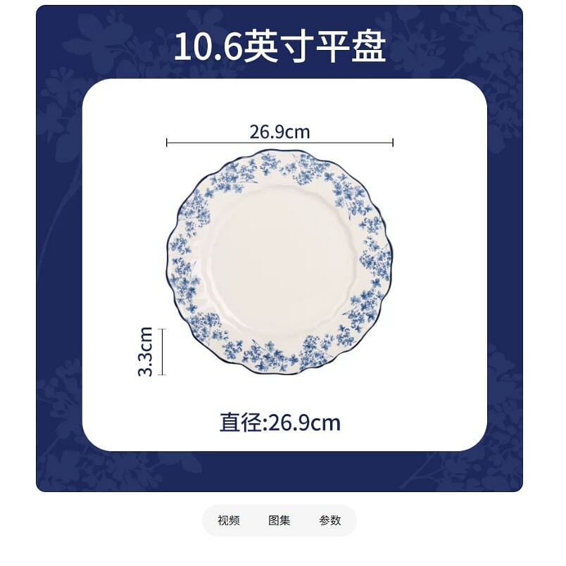 Shuo Jia 10.6-inch 1PCS PLATE PCS (Azure) 1 count