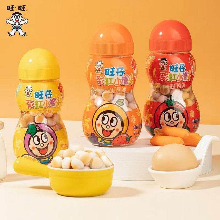 旺旺旺仔彩虹小馒头综合水果味80g*5瓶