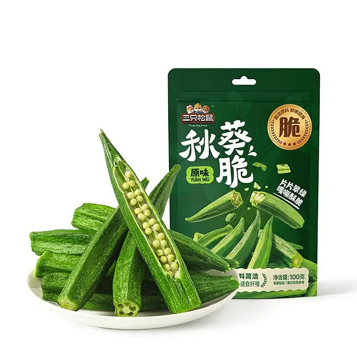 三只松鼠秋葵脆蔬菜秋葵脆片即食脱水果蔬100g 100 克