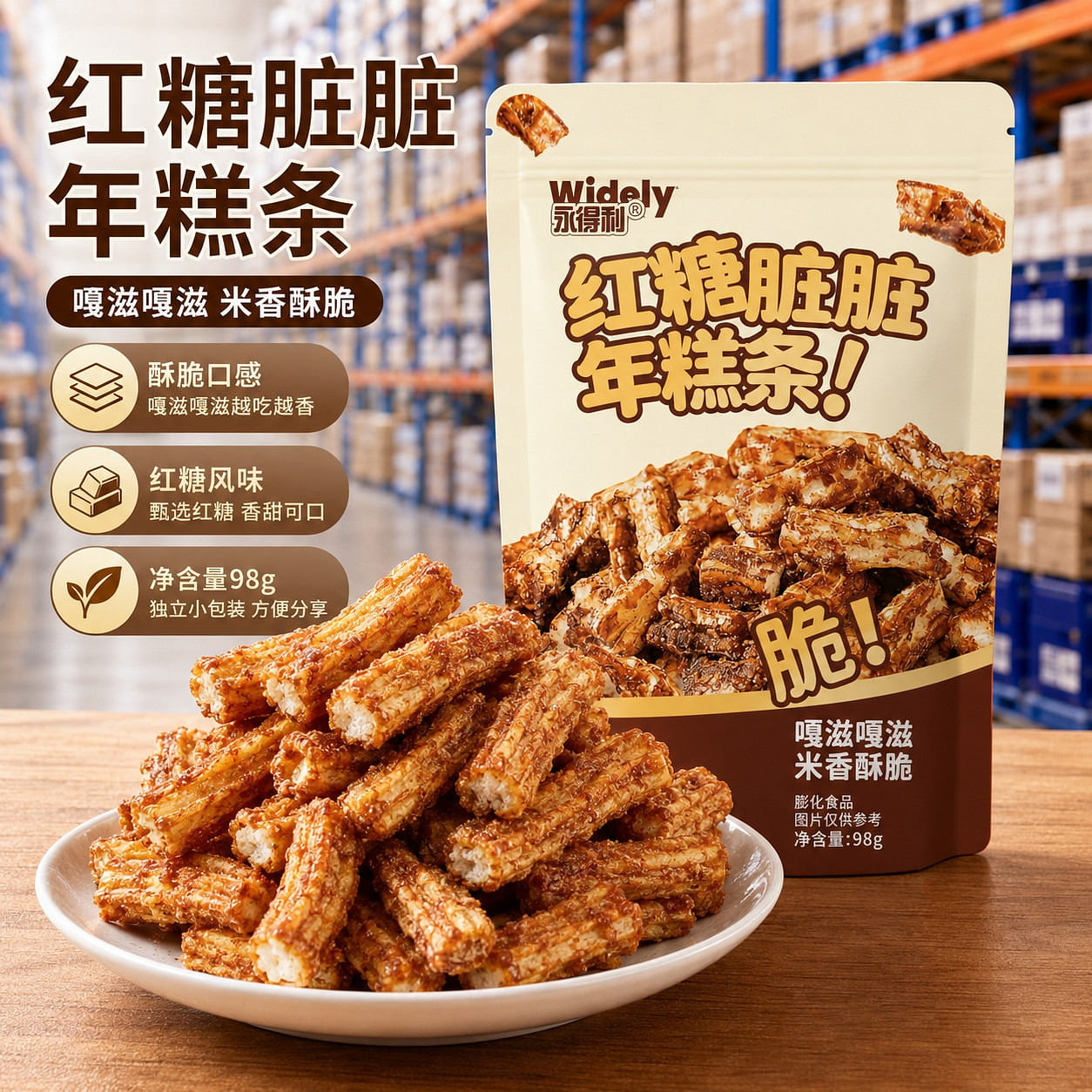 Yongdeli Brown Sugar Dirty Rice Cake Sticks 98g 98 g