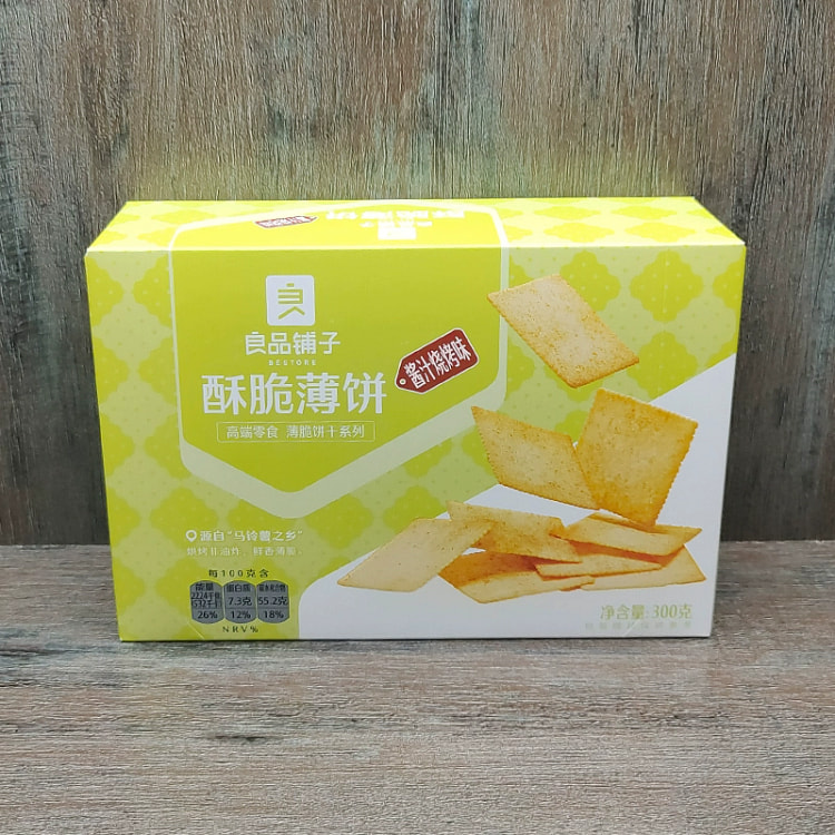 良品铺子酥脆薄饼干独立包装烧烤味300g*1盒