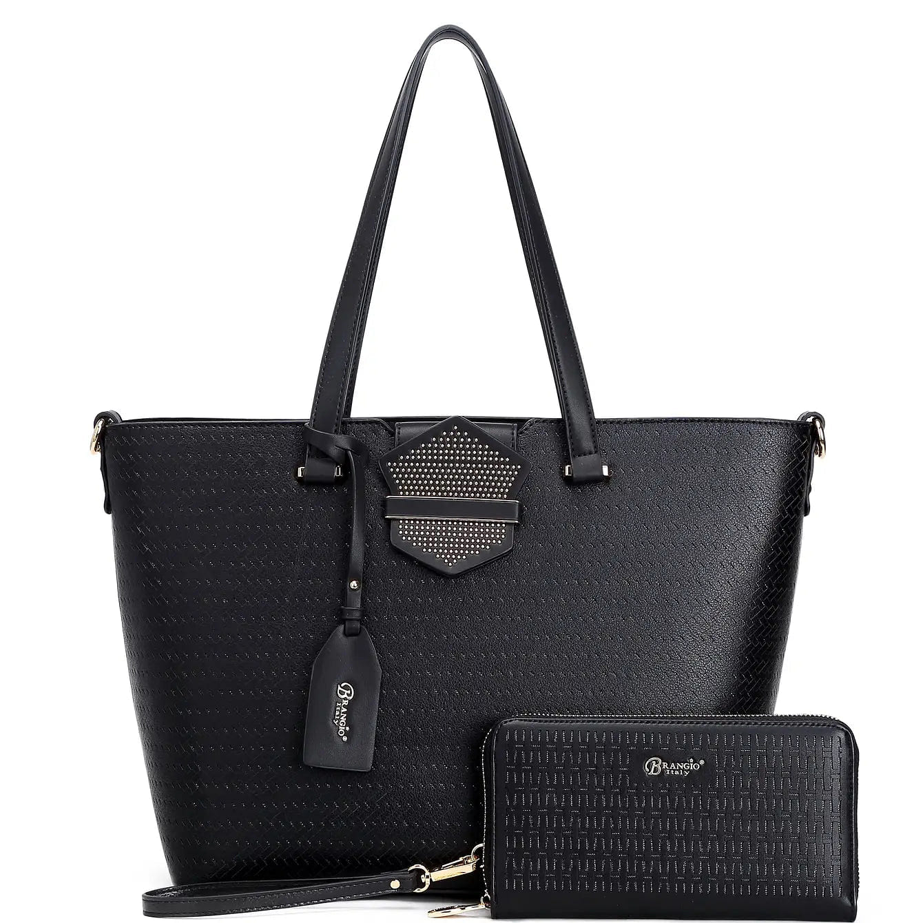 Chic Goddess Vegan Handbag Tote + Wallet [RA8189+RAW8168-BK] 1 each