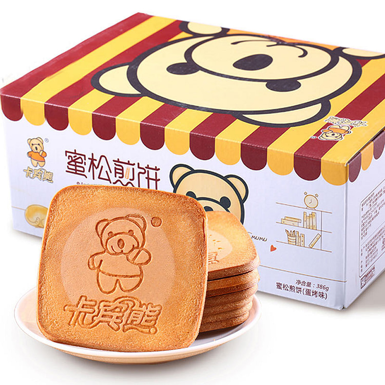 卡宾熊 蜜松鸡蛋煎饼儿童网红小饼干386g*1盒装