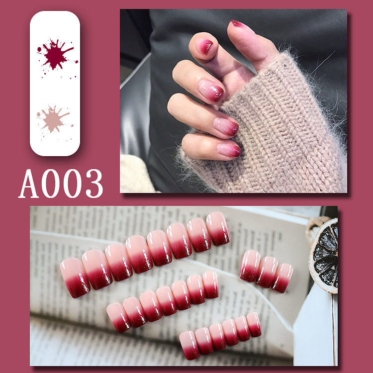 Press on Fake nails short dailyuse cute colorful fake nail comfortable A003 1 box