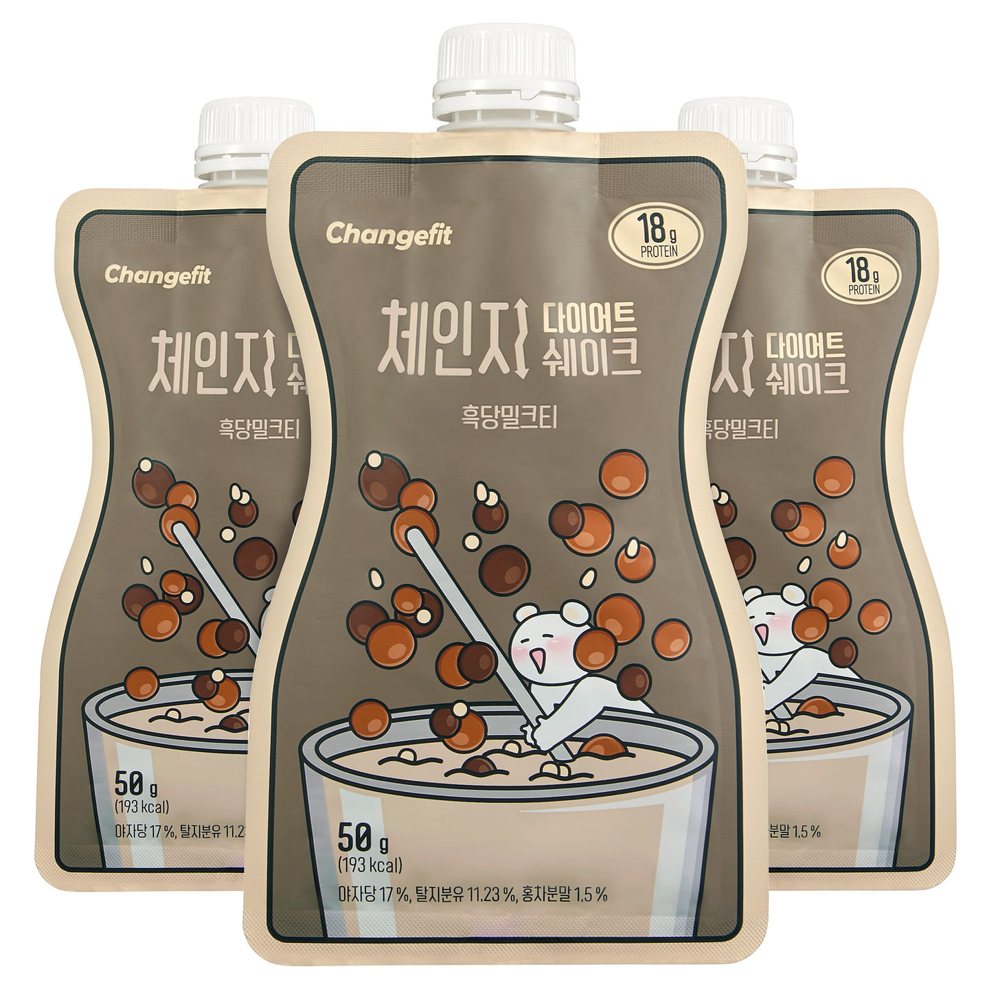 KOREA CHANGE FIT Travel Brown Sugar Milk Tea Meal Replacement Shake 50gX3PC 3 each