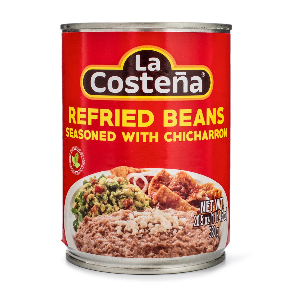 La Costena Refried Beans With Chicharron Weee!