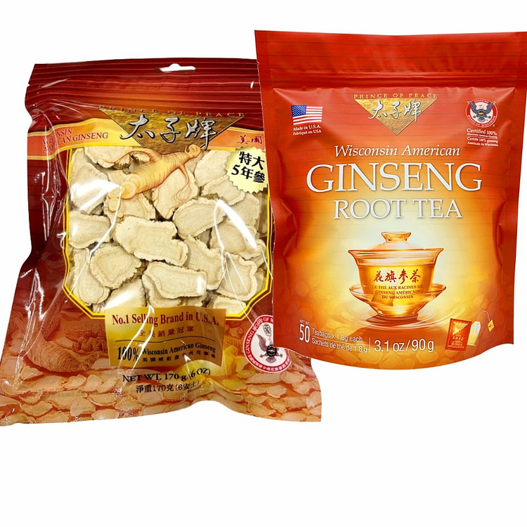 太子牌威州花旗參特大五年參片+花旗参茶组合 1 个