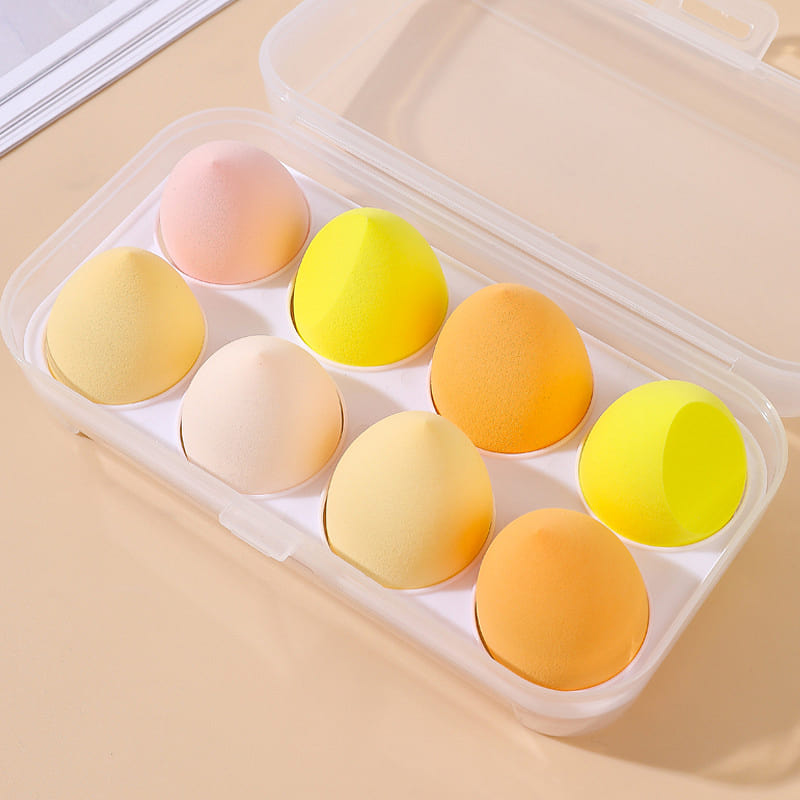 Makeup Sponges Set, Foundation Powder Blending Paw, Dual-Use, yellow 8pcs 1 box
