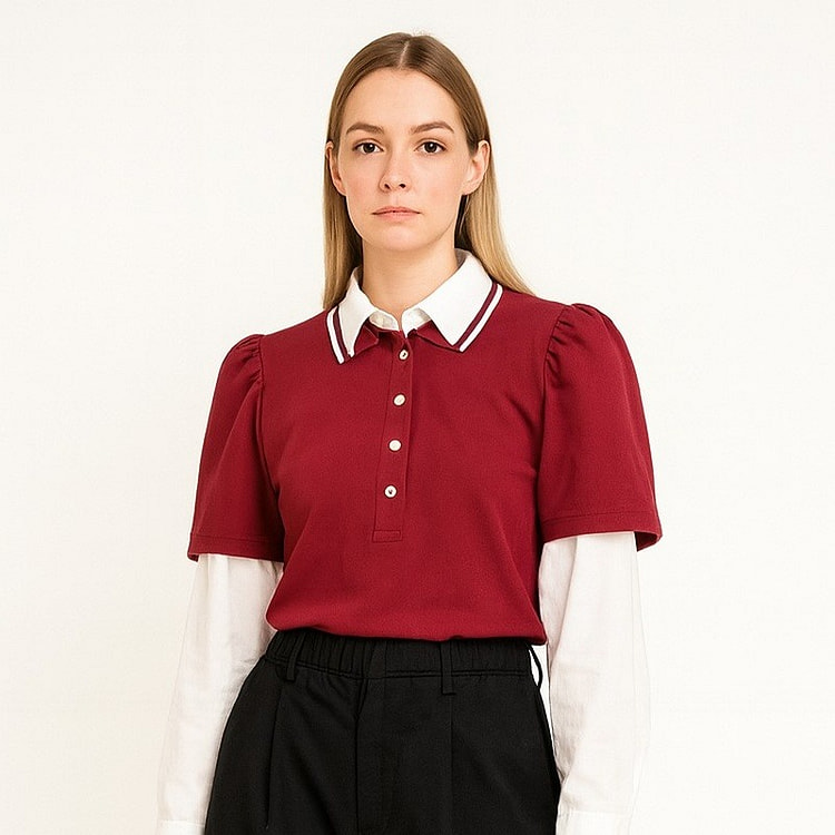 Maharlika Rogue - Red Polo Filipiniana Top XL 1 count