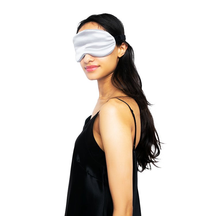 Beauty Silk Eye Mask with Velvet Band (19 Momme) Classic / French Grey
