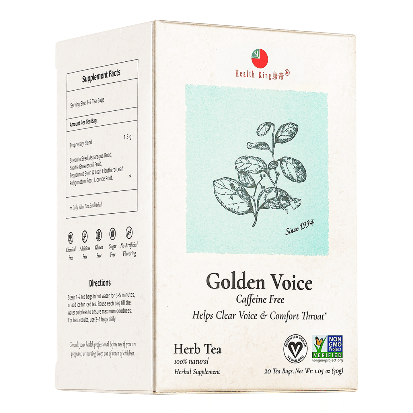 Health King Golden Voice Herbs Tea-Helps Clear Voice & Comfort Throat（CF） 1.12 oz