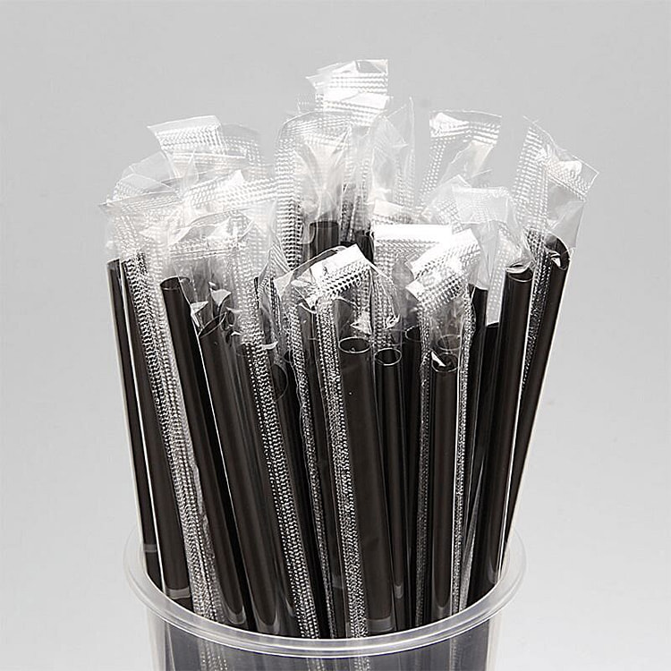 Black Straight Drinking Disposable Straws 8mmx23cm 200 each