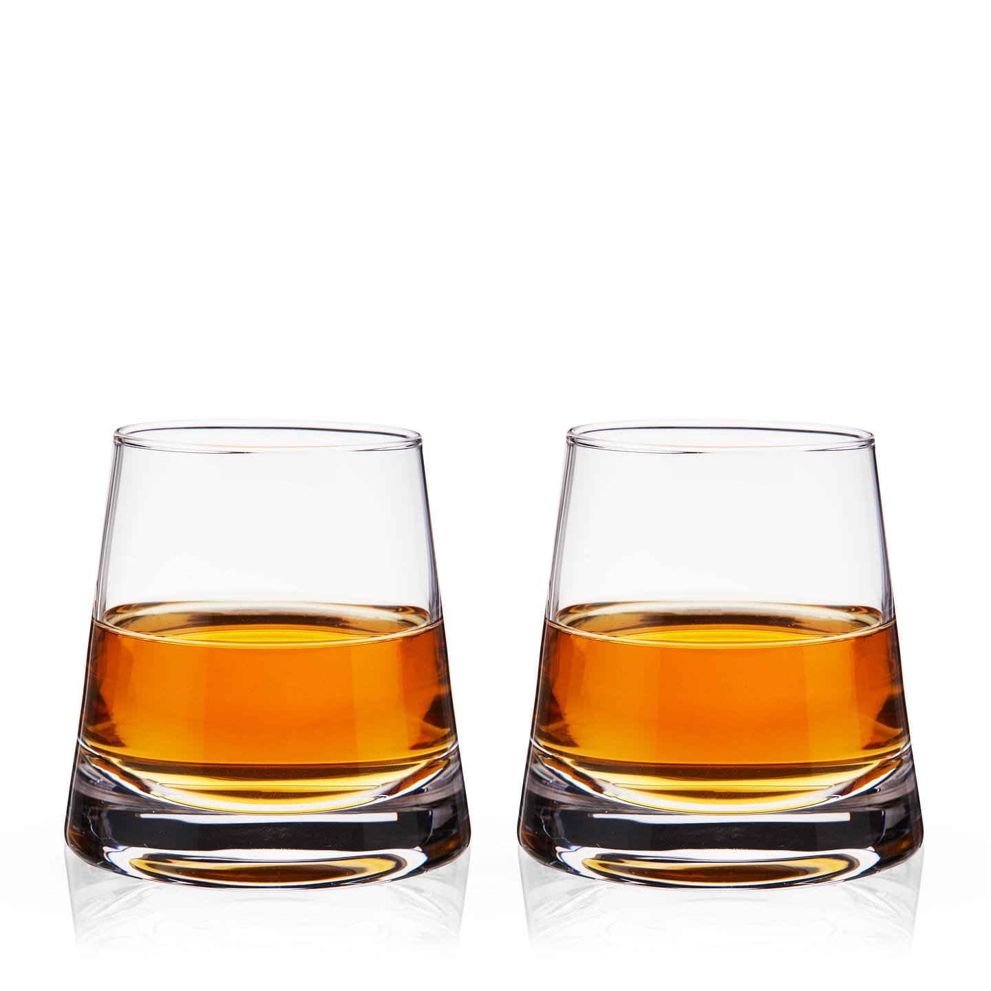 Viski Burke Whiskey Glasses with Pyramid Design, Rocks Glass, Lead-Free Crystal Angled Tumblers for Scotch and Cocktails, Clear, 8 Oz, Set of 2 8 oz