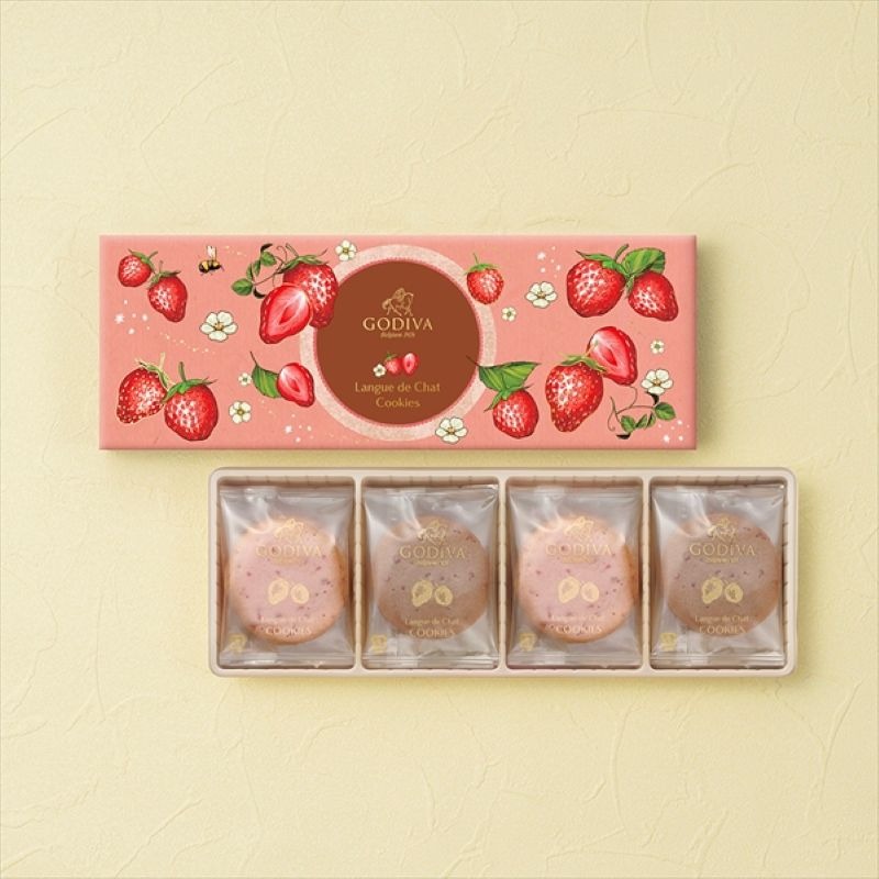 Get GODIVA Amaou Strawberry Langue de Chat Cookies 8p Delivered