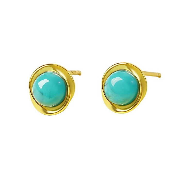 宫里上新 绿松石耳钉纯银耳环 明月松间 9*8mm 1 盒