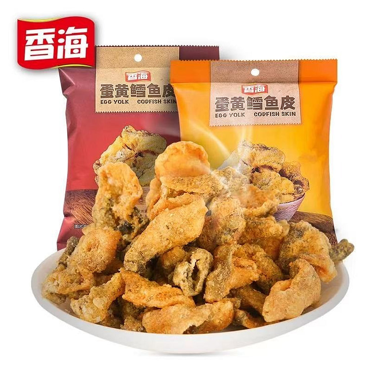香海蛋黄鱼皮香辣味香酥鳕鱼皮休闲零食海鲜即食小吃 120 克